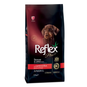 REFLEX PLUS MEDIUM LARGE BREED JUNIOR DOG FOOD LAMB & RICE 15kg