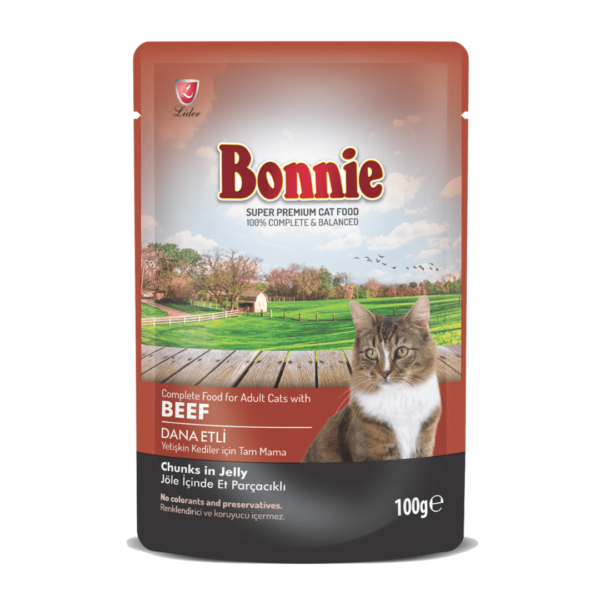 BONNIE POUCH FOR CAT (WITH BEEF 100g) - IN JELLY