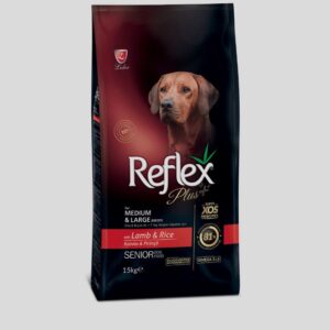 REFLEX PLUS MEDIUM LARGE BREED SENIOR DOG FOOD LAMB & RICE 15kg