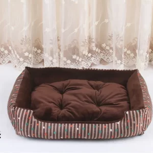 Large Striped Pet Bed - Brown