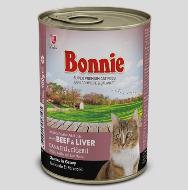 BONNIE CANNED CAT FOOD BEEF IN GRAVY 415GR