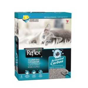 REFLEX BENTONITE CLUMPING CAT LITTER WITH GREY ACTIVATED CARBON 6L