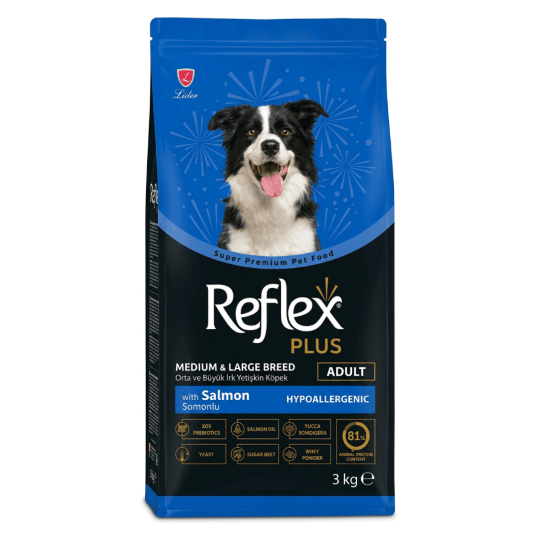 REFLEX PLUS MEDIUM LARGE BREED ADULT DOG FOOD – SALMON 3KG