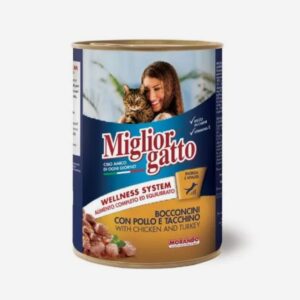 MIGLIORGATTO ADULT CAT FOOD CHUNKS WITH CHICKEN AND TURKEY 405GR
