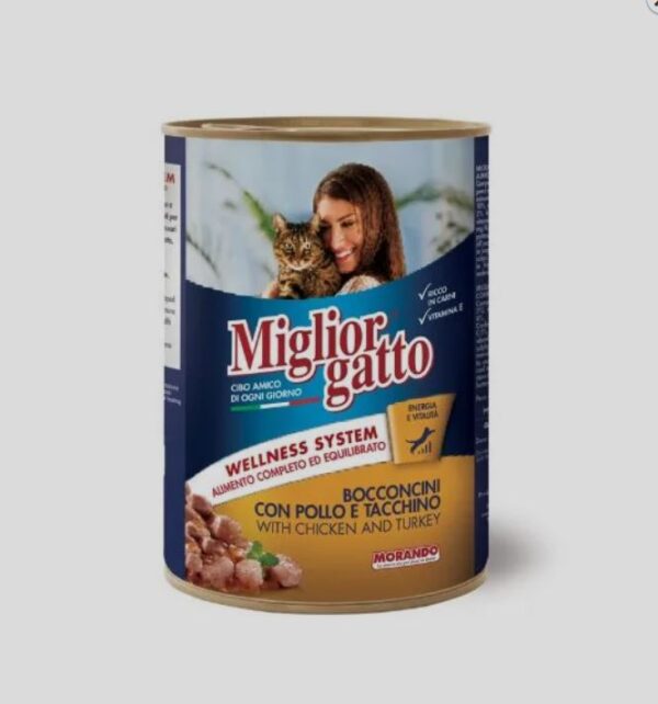 MIGLIORGATTO CANNED CAT FOOD WITH CHICKEN/TURKEY IN PATE 400GR
