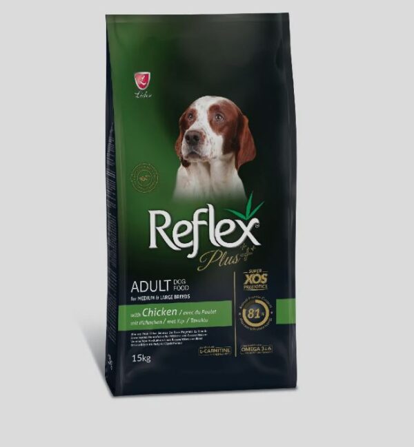 REFLEX PLUS MEDIUM LARGE BREED ADULT DOG FOOD – CHICKEN 15 KG
