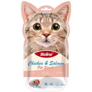 BIOLINE CHICKEN & SALMON PET SNACK - 15G X 5