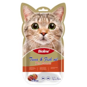 BIOLINE TUNA & FISH OIL CAT SNACK - 15G X 5