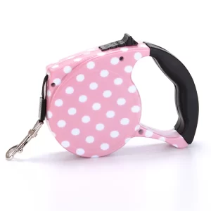 Pink Polka Dot Retractable Leash- 5M