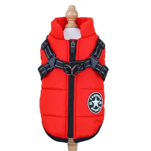 Dog Jacket with Harness - Red