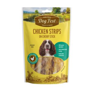 DOG FEST CHICKEN STRIPS ON A CHEWY STICK - 90G