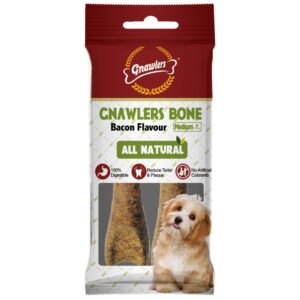 2pcs Bacon Flavour Bone, Medium – 11cm (90g)