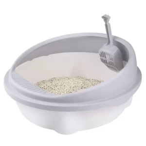 Round Cat Litter Box- Grey