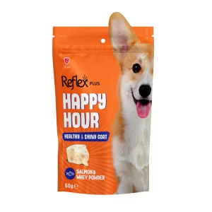 REFLEX HAPPY HOUR DOG TREAT SHINY COAT – SALMON & WHEY POWDER 60GR