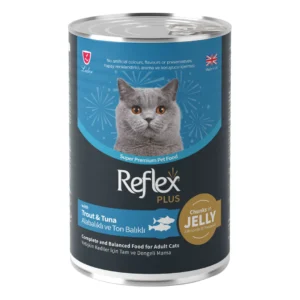 REFLEX PLUS CANNED CAT FOOD TROUT & TUNA IN JELLY 400GR