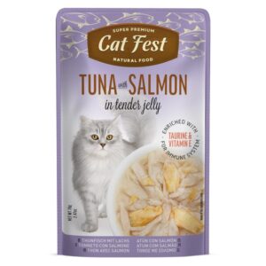 CAT FEST Cat Food Pouches – Tuna with Salmon in Tender Jelly (70g)