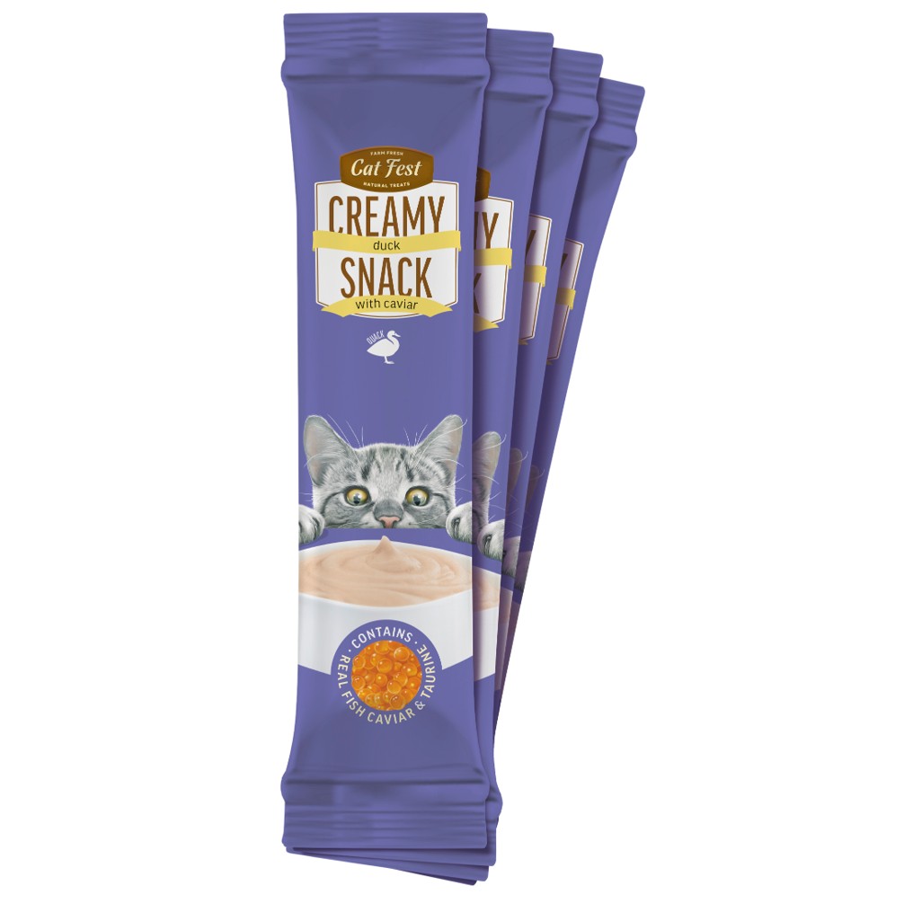 CAT FEST Creamy Snacks - Duck with Caviar (4x10g) - Image 2