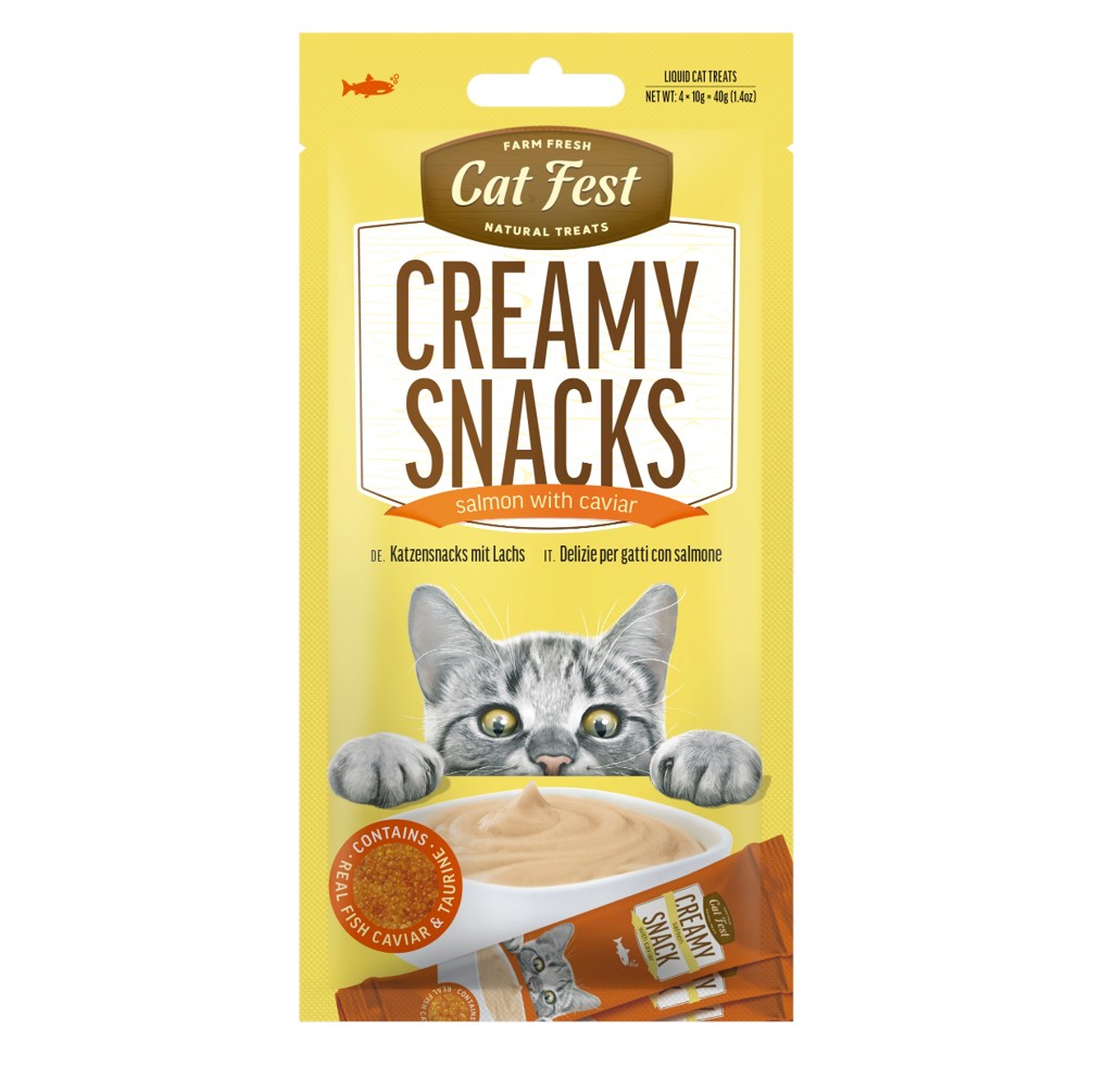 CAT FEST Creamy Snacks - Salmon with Caviar (4x10g)
