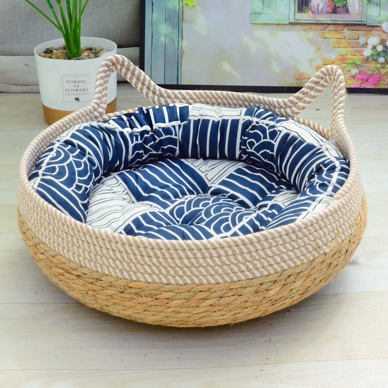Handwoven Cat Basket Bed