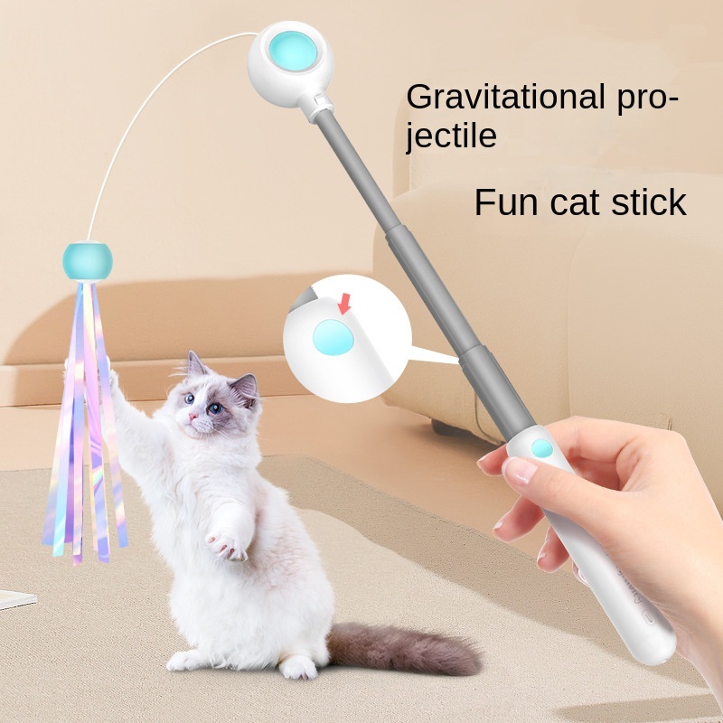 Interactive Retractable Cat Wand Toy with Feather Teaser - Image 3
