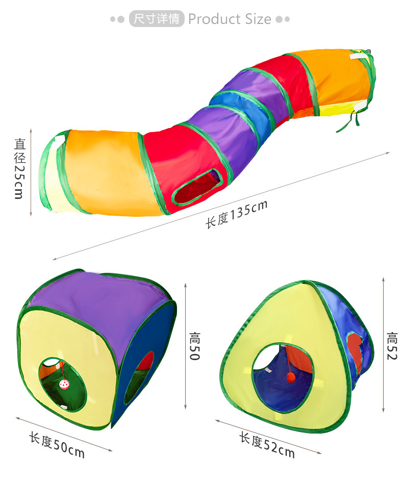 3-in-1 Cat Tunnel Tent Play Set - Image 2