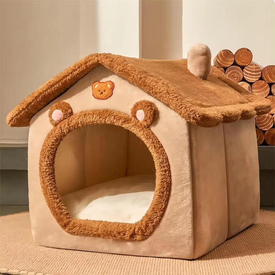 Enclosed Pet Bed Brown - Image 3
