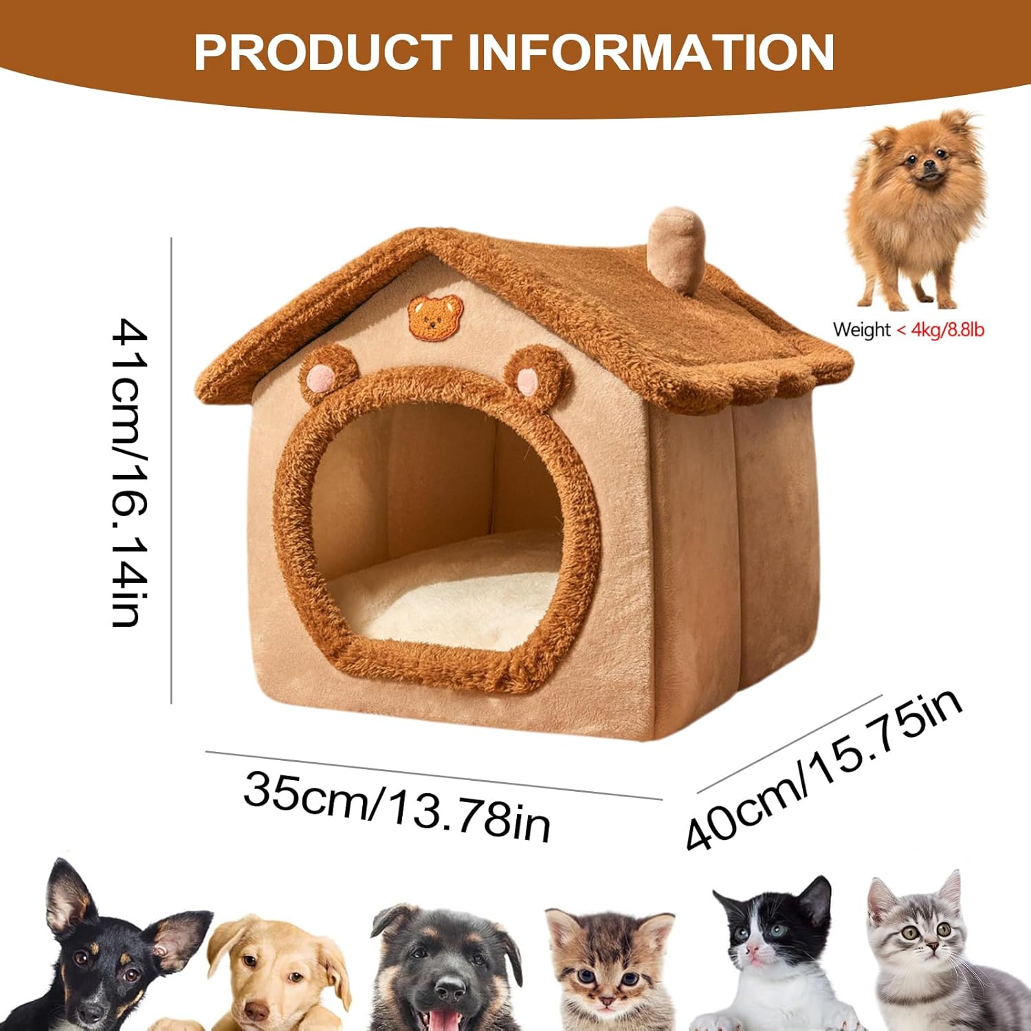 Enclosed Pet Bed Brown - Image 2