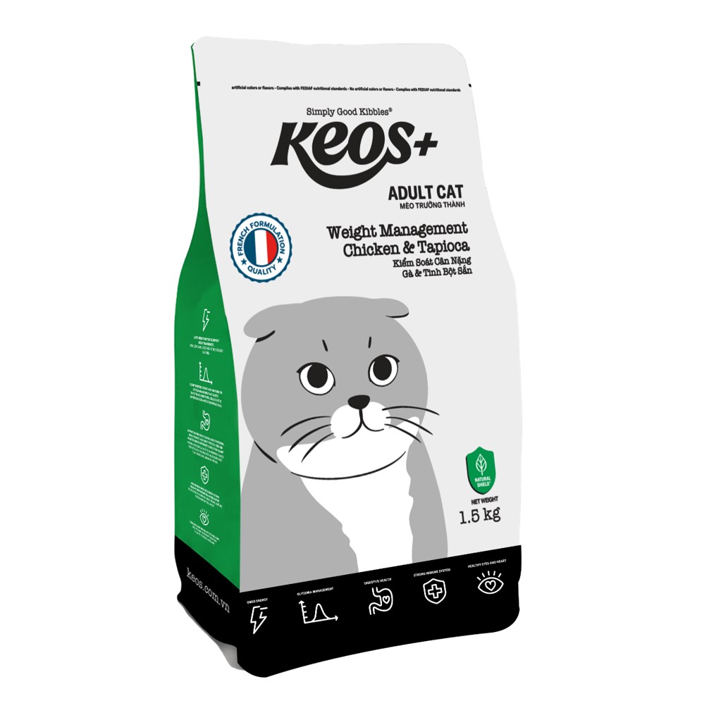 KEOS+ Adult Cat Weight Management - Chicken & Tapioca 1.5Kg