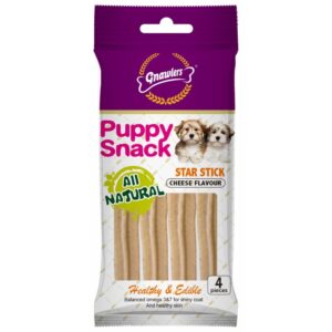 Gnawlers Puppy Snack Star Stick Cheese Flavour - 4pcs (80Gr)