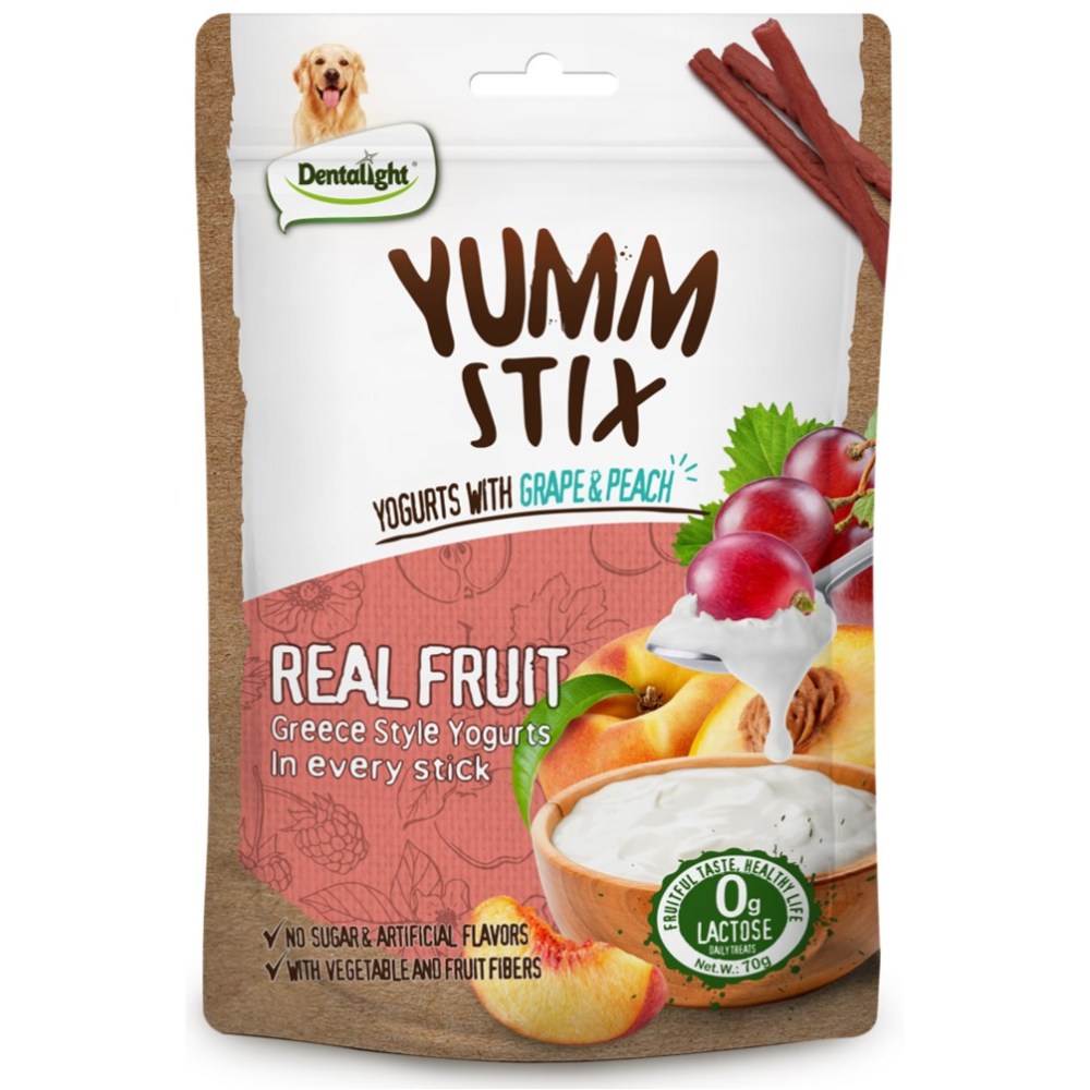 Dentalight Yumm Stix Wet & Soft - Yoghurts with Grape & Peach 70Gr