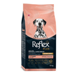 Reflex Plus Dog Dry Food – Lamb & Rice Hypoallergenic Light & Sterilised for Medium & Large Breeds 12kg