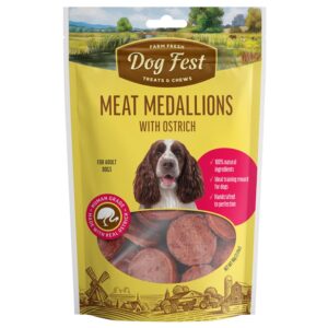 DOG FEST Meat Medallions with Ostrich for Adult Dogs - 90Gr